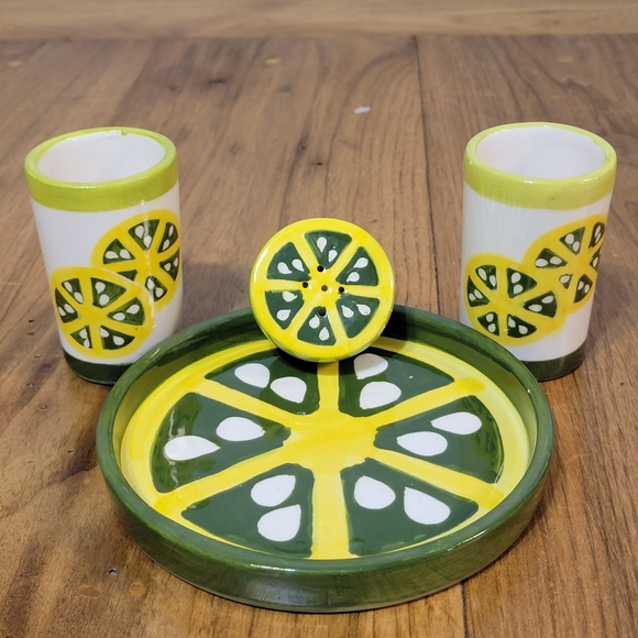 4 piece handpainted lime themed tequila set - Picture 1 of 11
